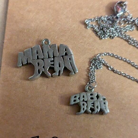 Momma and Baby Bear Jewelry Handmade Pewter/Stainless Steel - Picture 3 of 9